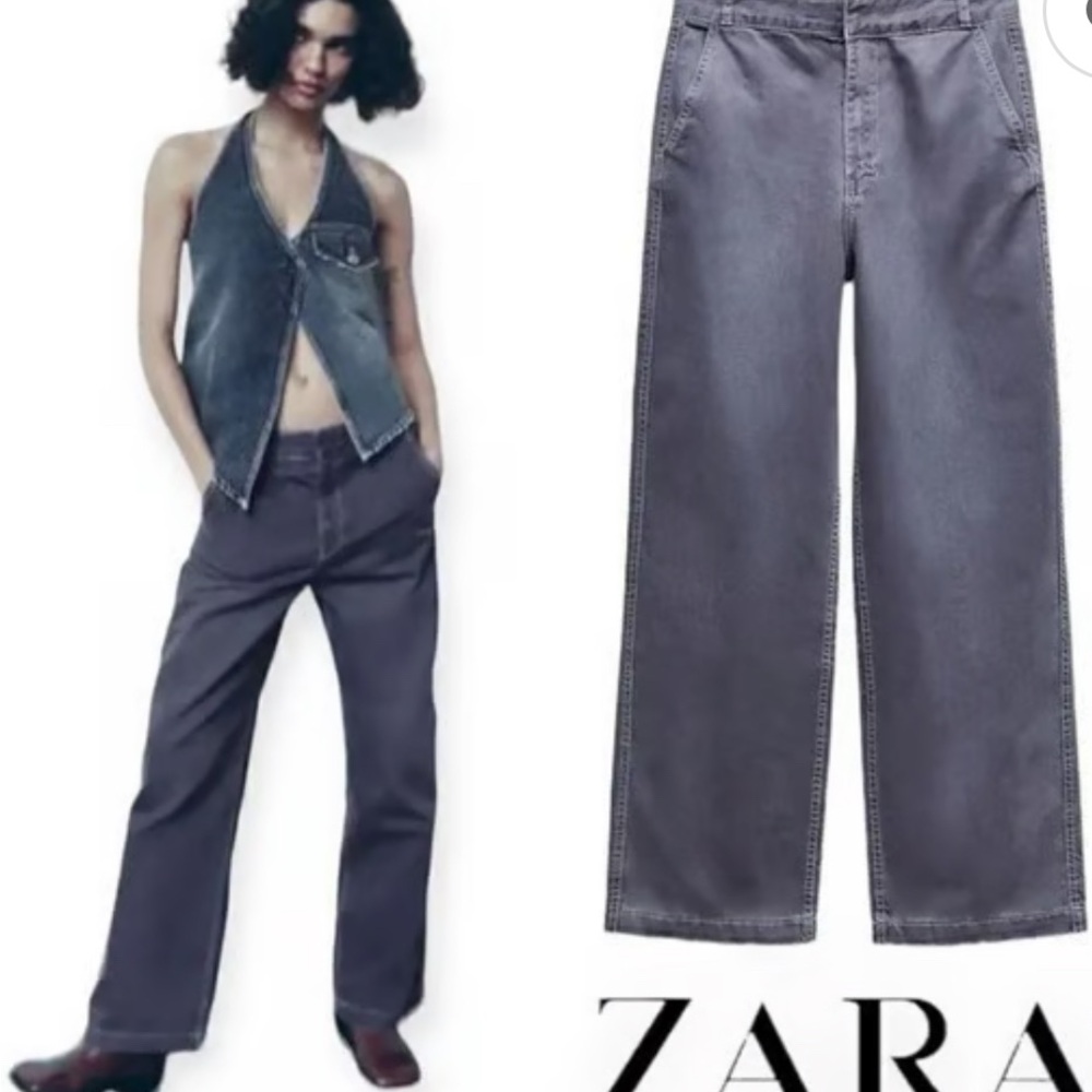 👖Zara Chino Gray Wide Leg Fit Pants - Comfortable and Cozy - Size 4